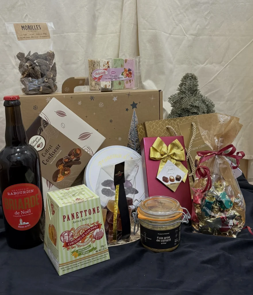 Panier gourmand composé de produits artisanaux et spécialités locales